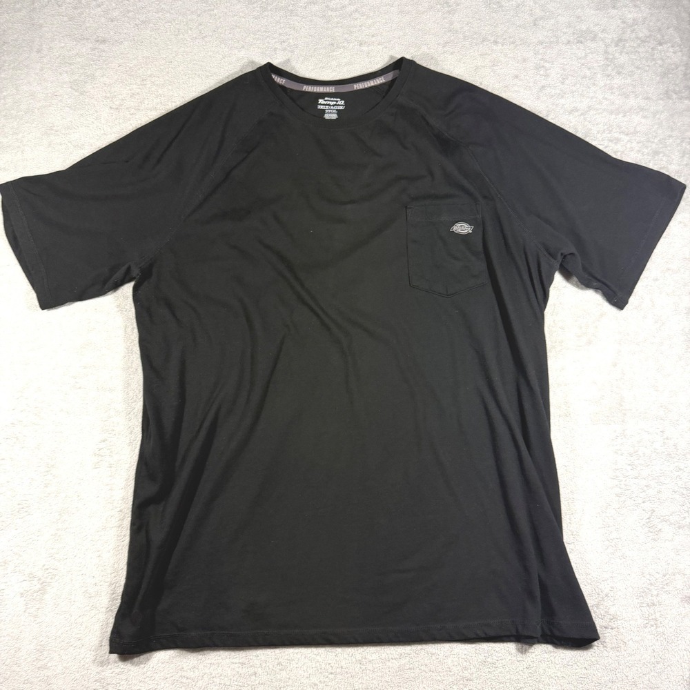 Dickies Temp-iQ Performance T-Shirt Mens 3XLT Black Short Sleeve Pocket Raglan